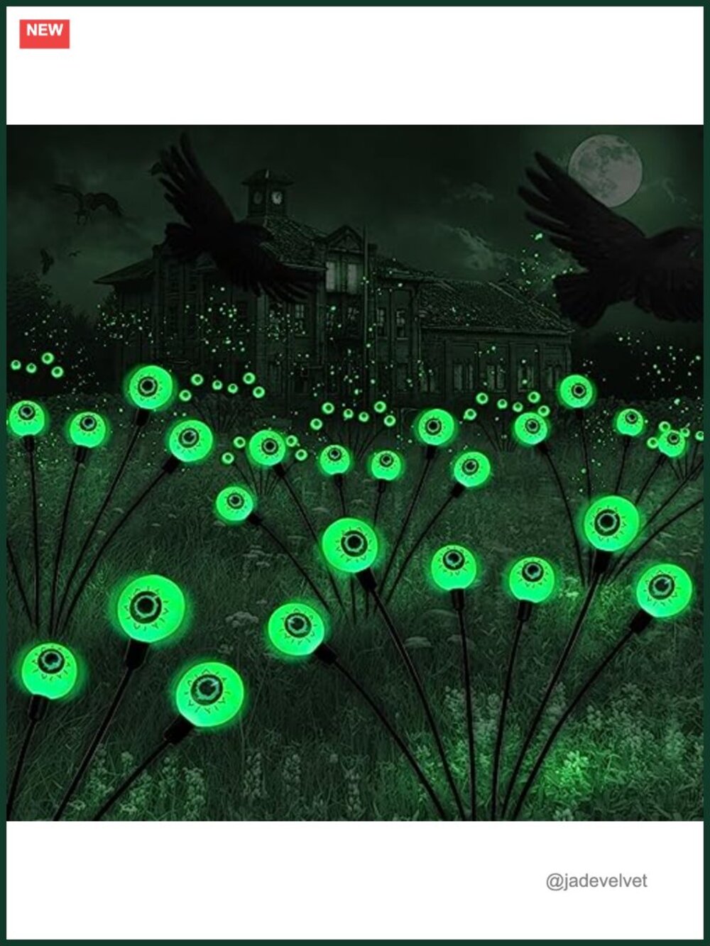Solar Halloween Eyeball Swaying Firefly Lights 2Pack 12LED Waterproof Path